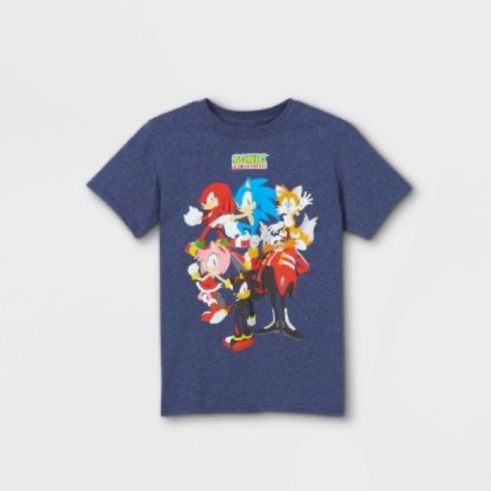 Boys' Sonic the Hedgehog Team Up Short Sleeve T-Shirt - Navy size large